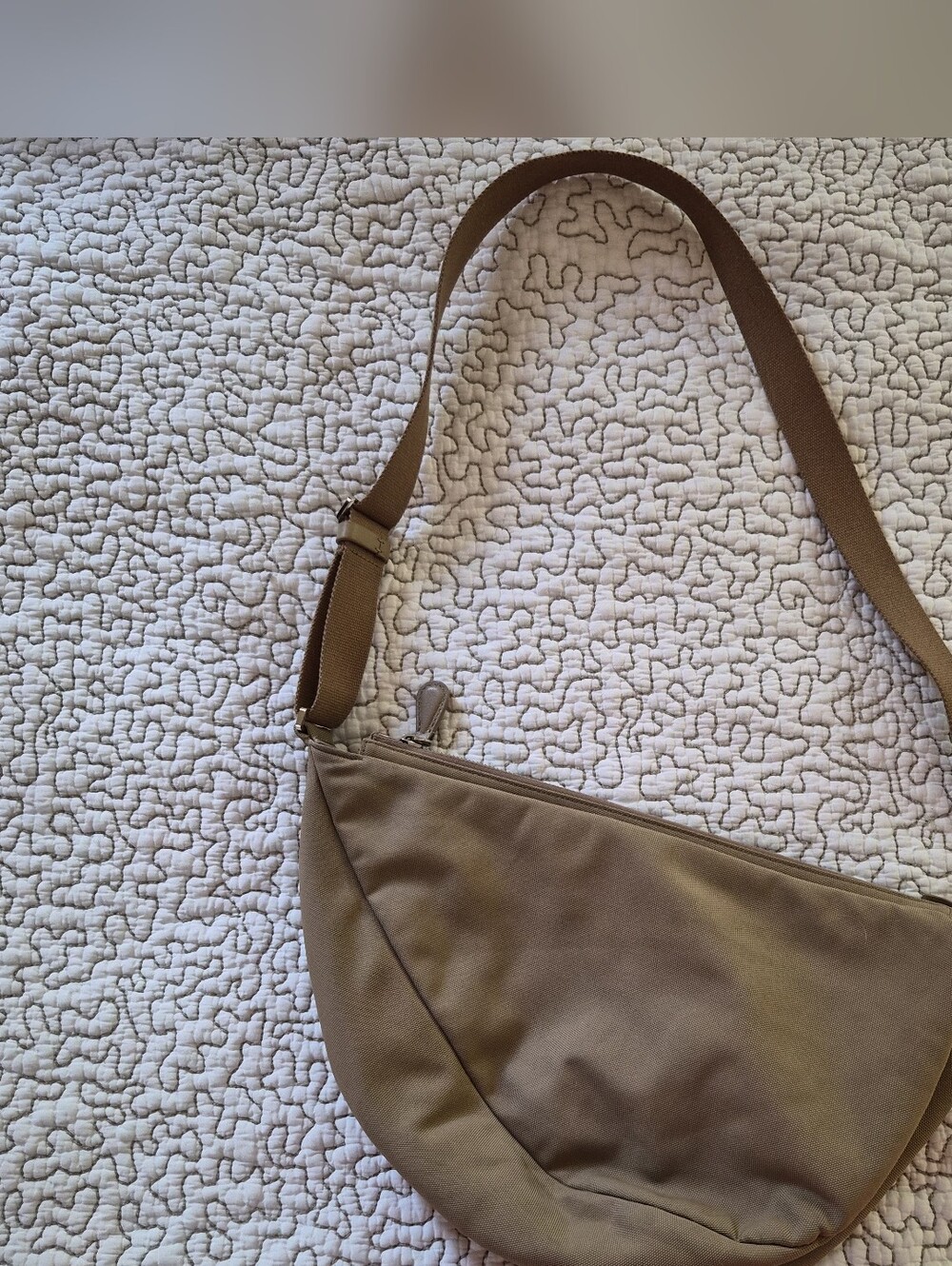 The Row Banana Slouch Shoulder Bag Taupe Nylon Minimalist